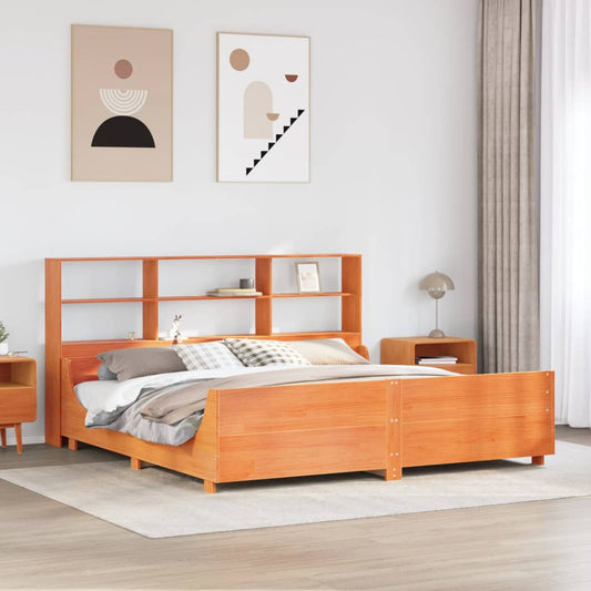 Letto Libreria senza Materasso Marrone Cera 200x200 cm Legno