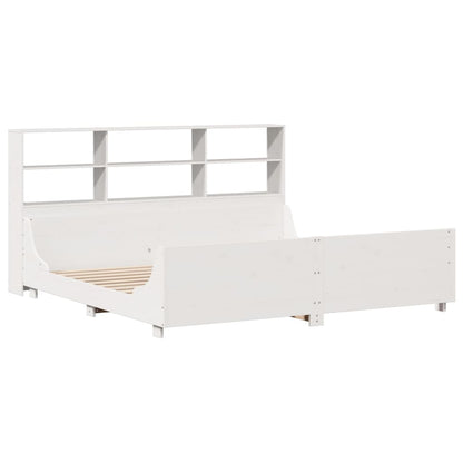 Letto Libreria senza Materasso Bianco 180x200 cm Legno Massello