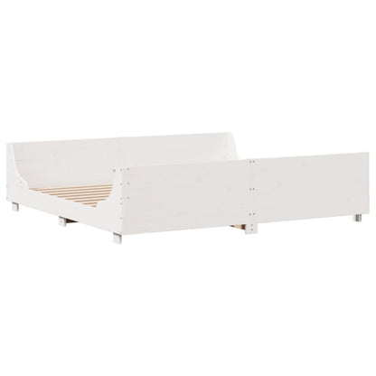 Letto Libreria senza Materasso Bianco 180x200 cm Legno Massello