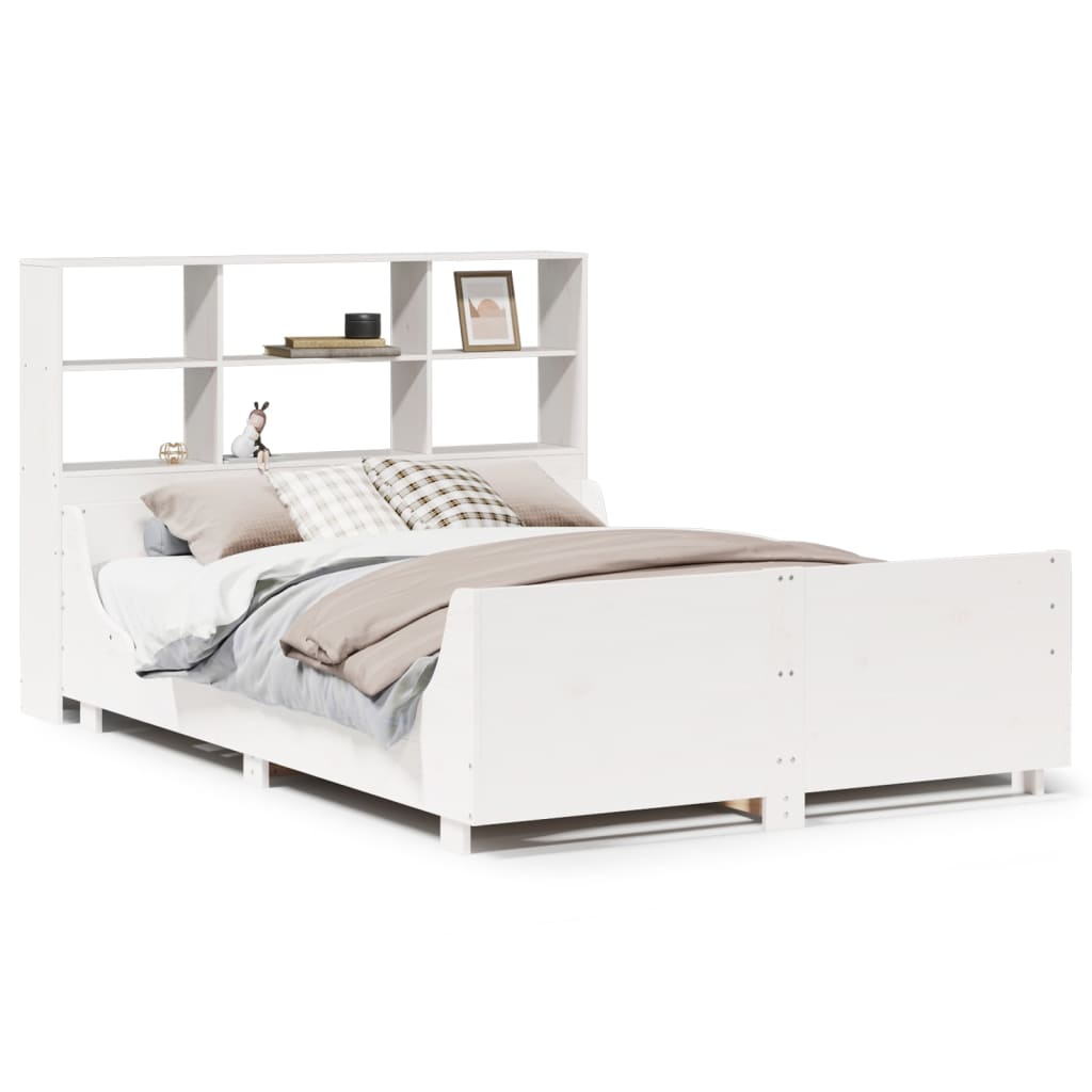 Letto Libreria senza Materasso Bianco 160x200 cm Legno Massello