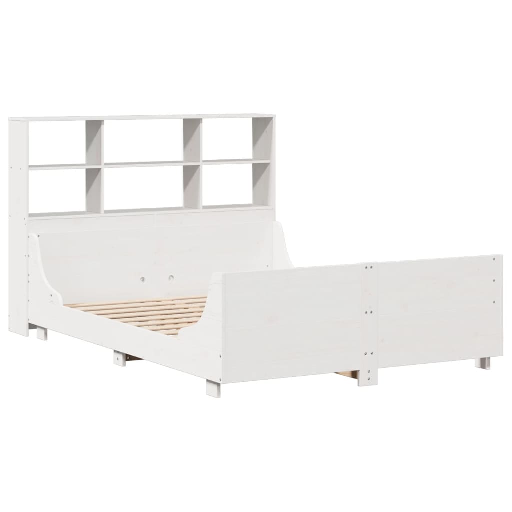 Letto Libreria senza Materasso Bianco 160x200 cm Legno Massello