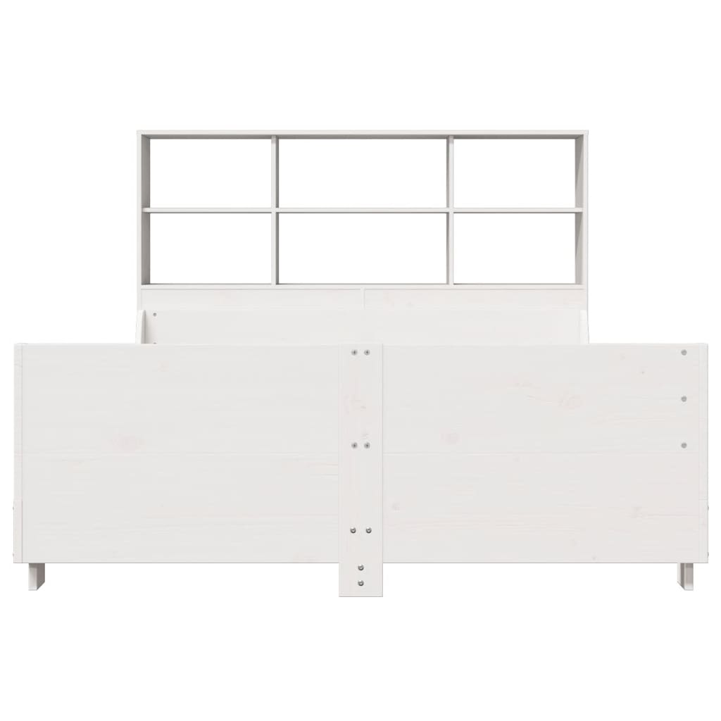 Letto Libreria senza Materasso Bianco 160x200 cm Legno Massello