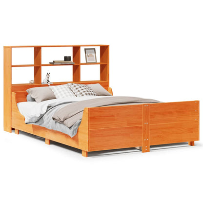 Letto Libreria senza Materasso Marrone Cera 160x200 cm Legno