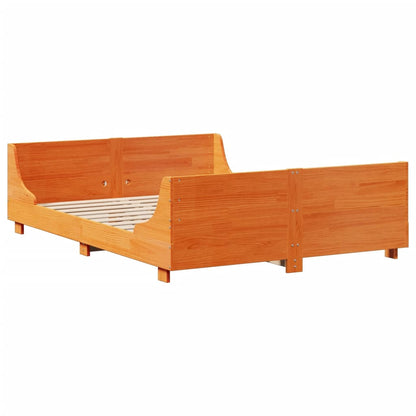 Letto Libreria senza Materasso Marrone Cera 160x200 cm Legno