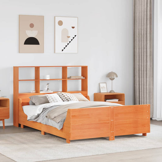 Letto Libreria senza Materasso Marrone Cera 160x200 cm Legno