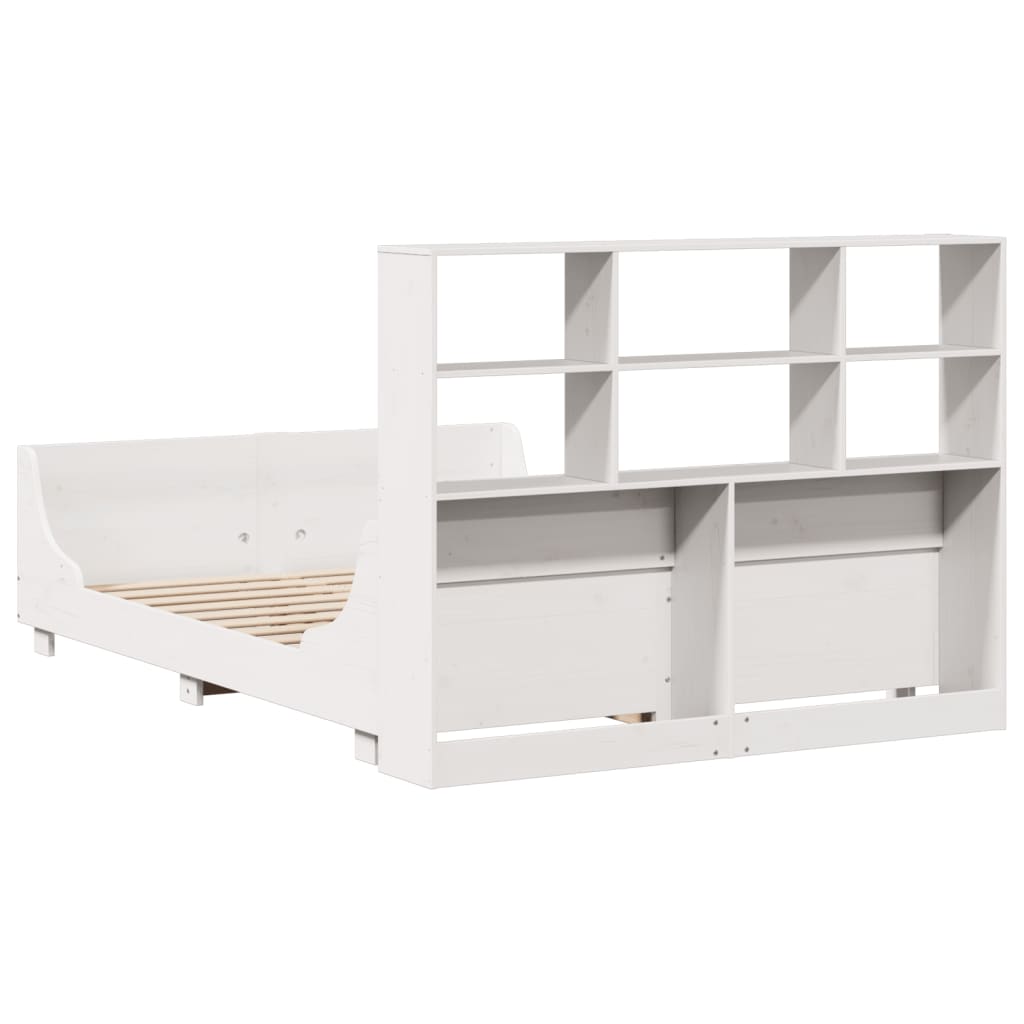 Letto Libreria senza Materasso Bianco 150x200 cm Legno Massello