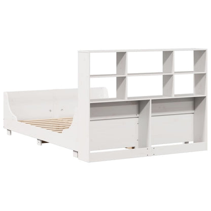 Letto Libreria senza Materasso Bianco 140x200 cm Legno Massello