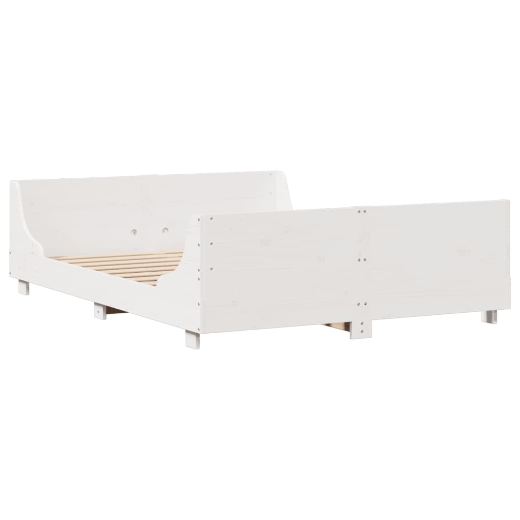 Letto Libreria senza Materasso Bianco 120x200 cm Legno Massello - homemem39