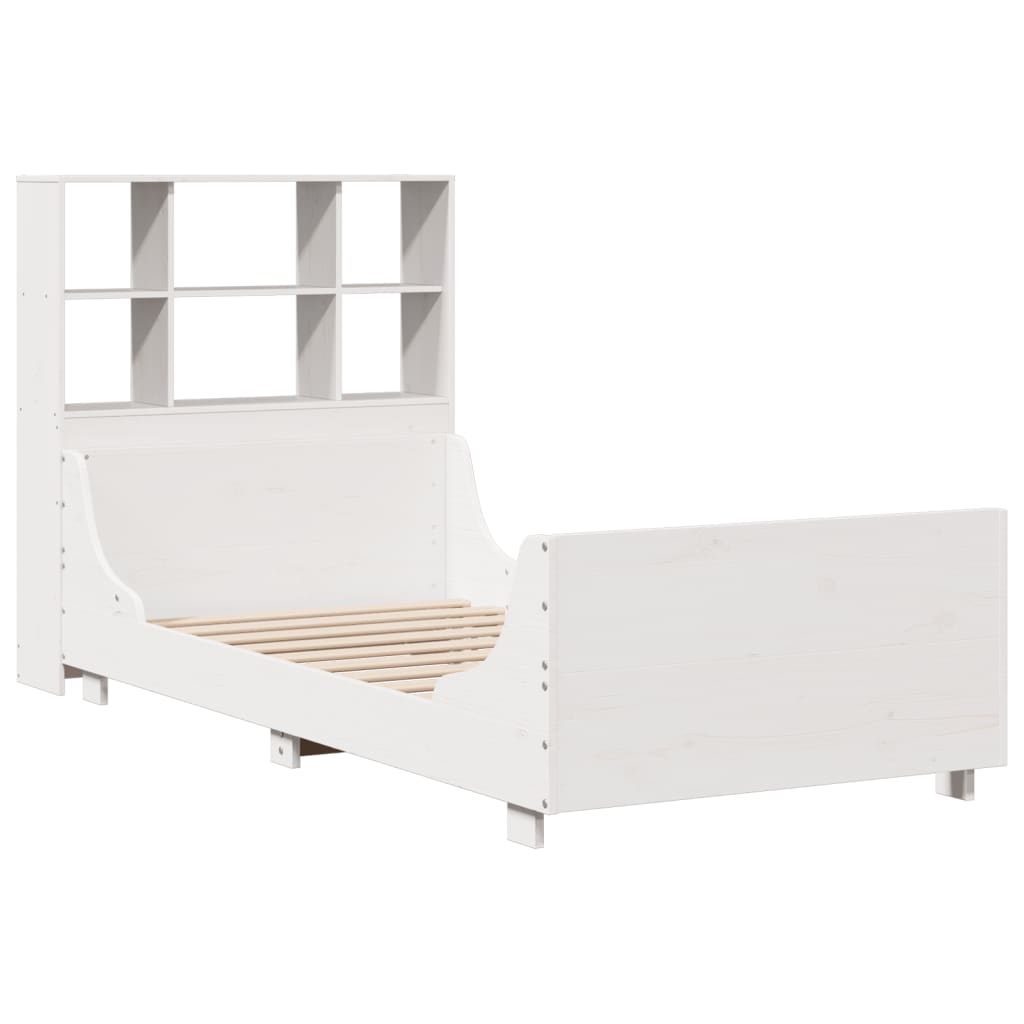 Letto Libreria senza Materasso Bianco 100x200 cm Legno Massello