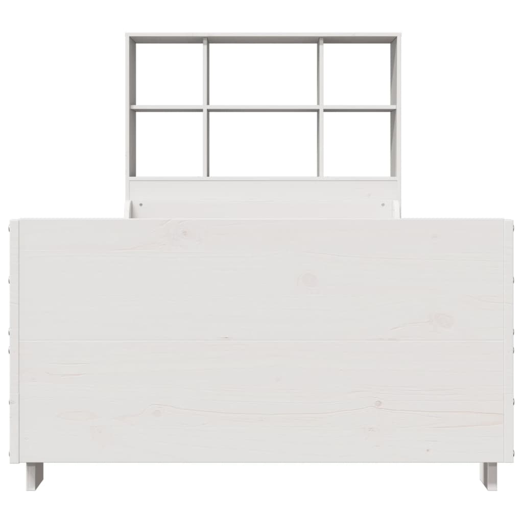 Letto Libreria senza Materasso Bianco 100x200 cm Legno Massello