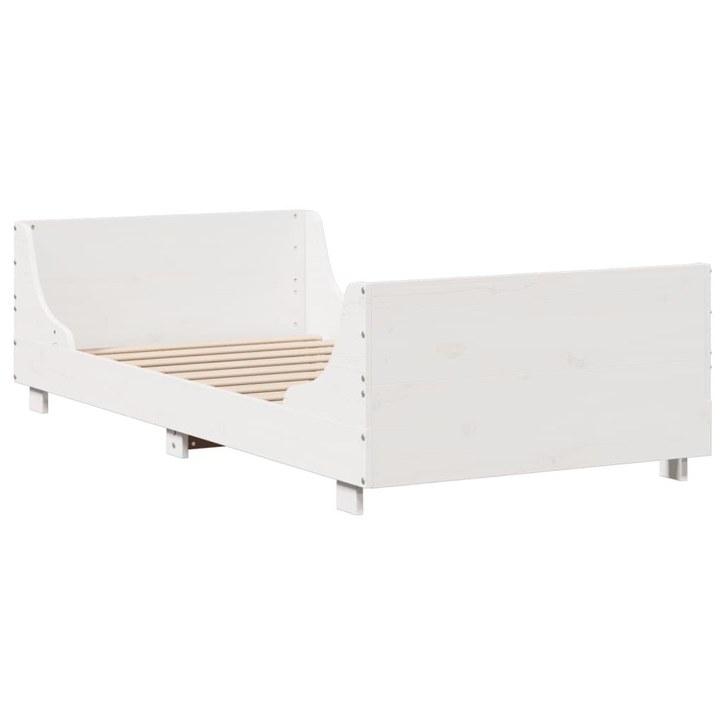 Letto Libreria senza Materasso Bianco 100x200 cm Legno Massello