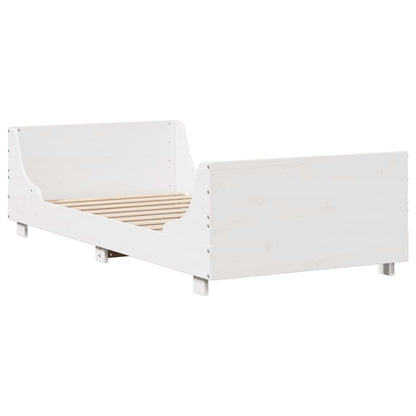 Letto Libreria senza Materasso Bianco 100x200 cm Legno Massello