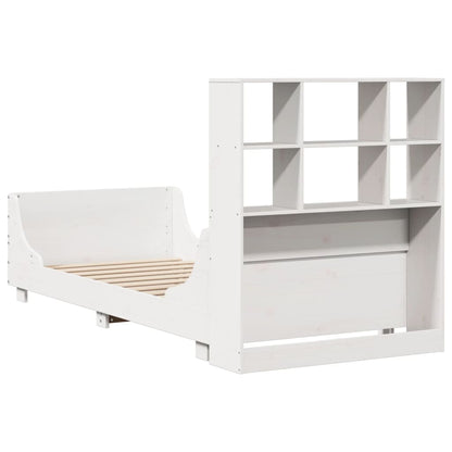 Letto Libreria senza Materasso Bianco 100x200 cm Legno Massello