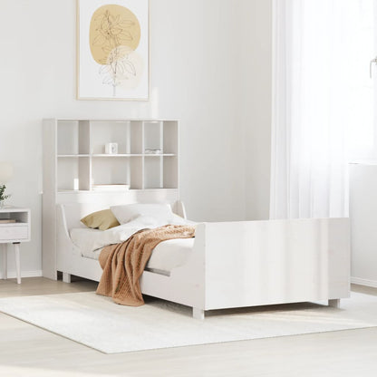 Letto Libreria senza Materasso Bianco 100x200 cm Legno Massello