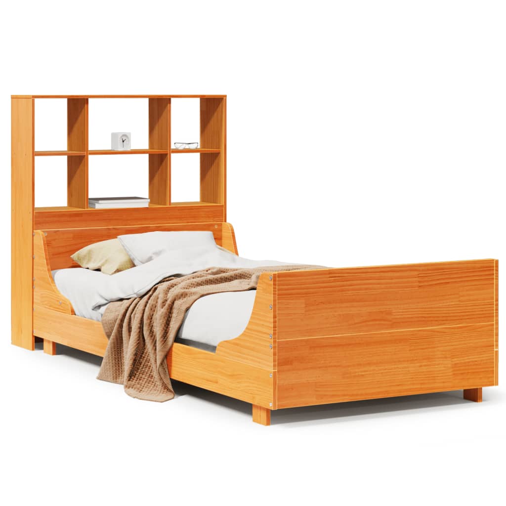 Letto Libreria senza Materasso Marrone Cera 100x200 cm Legno