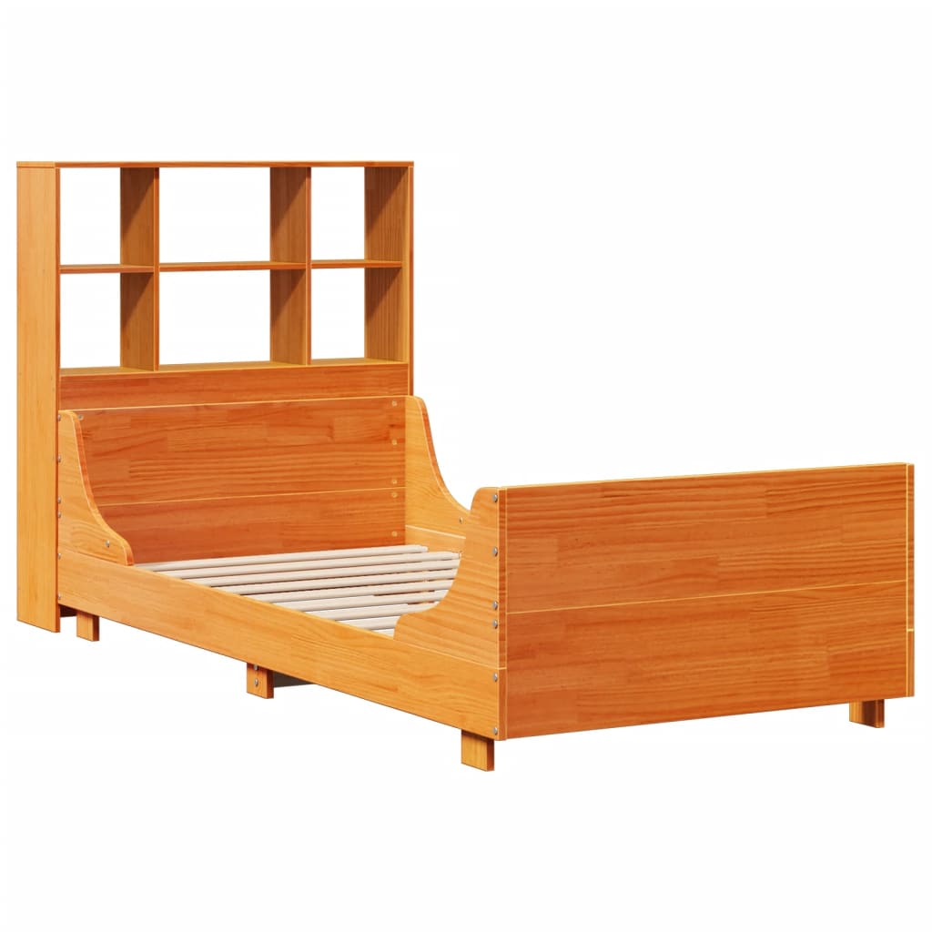 Letto Libreria senza Materasso Marrone Cera 100x200 cm Legno