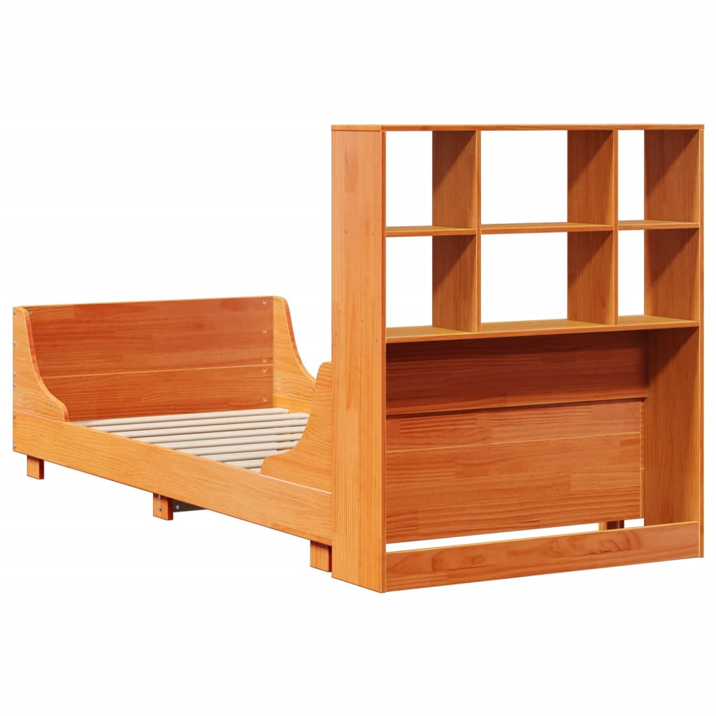 Letto Libreria senza Materasso Marrone Cera 100x200 cm Legno