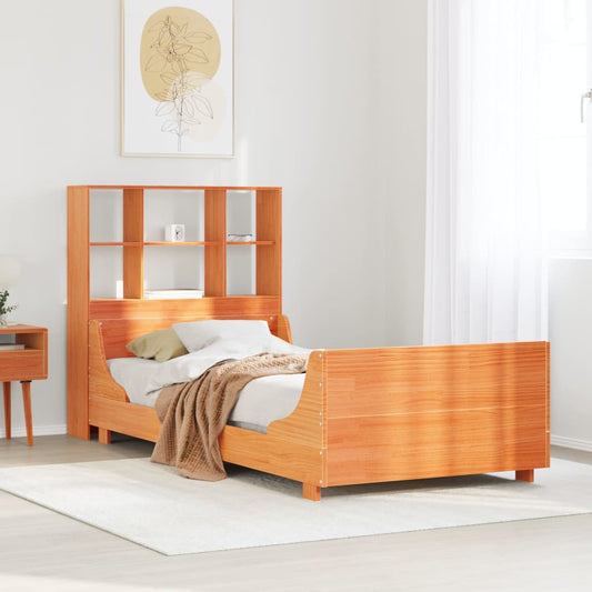 Letto Libreria senza Materasso Marrone Cera 100x200 cm Legno