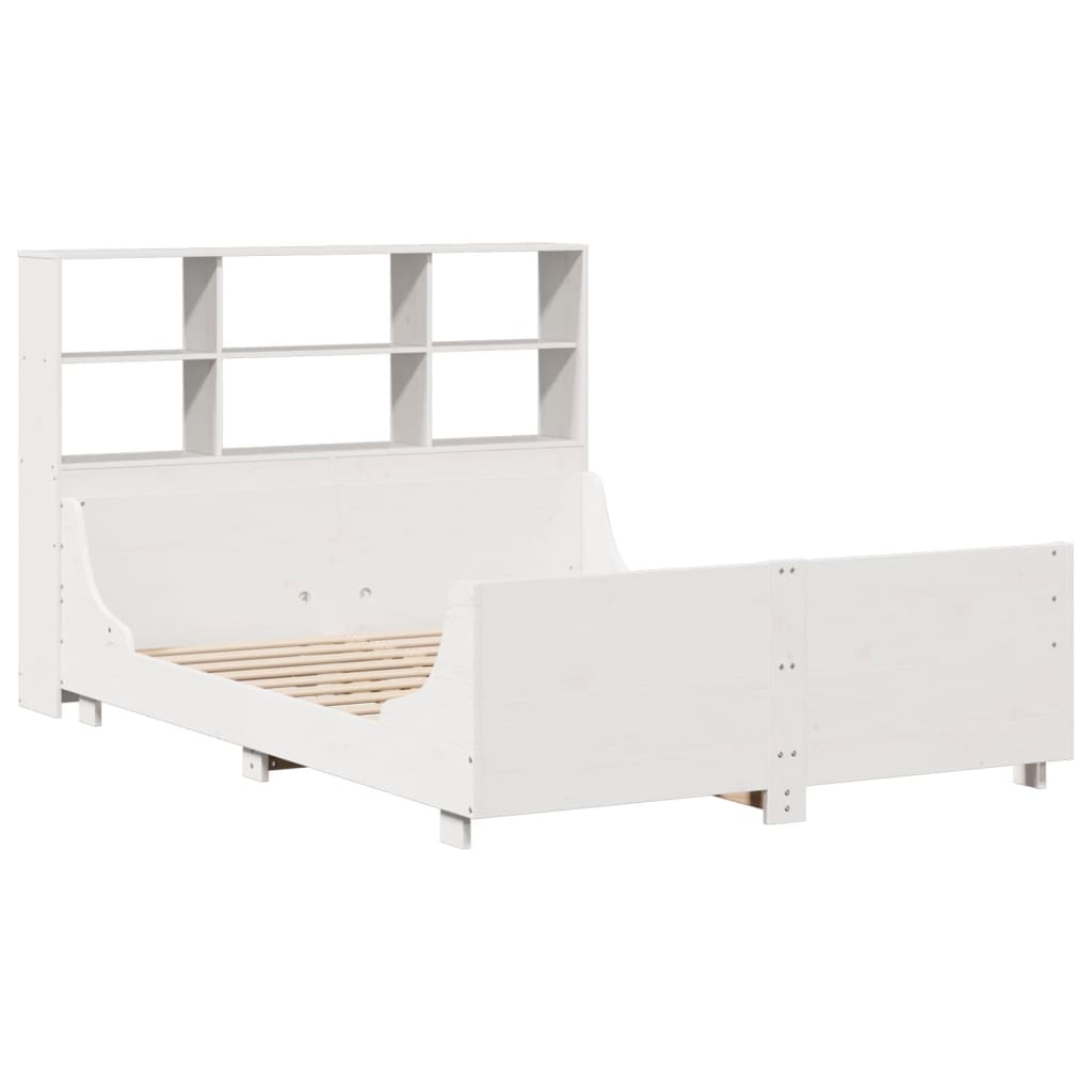 Letto Libreria senza Materasso Bianco 135x190 cm Legno Massello