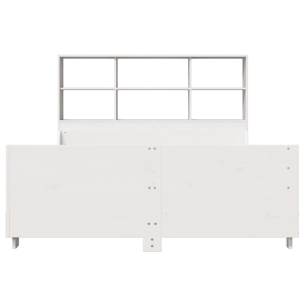 Letto Libreria senza Materasso Bianco 135x190 cm Legno Massello