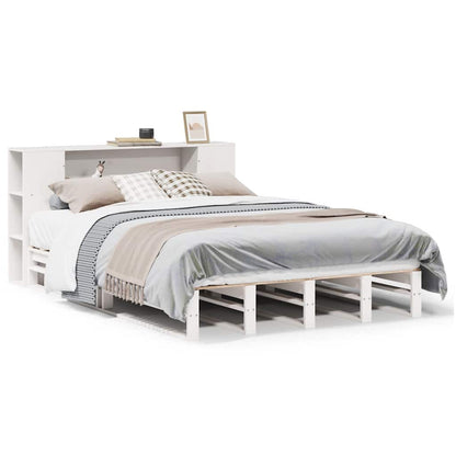 Letto Libreria senza Materasso Bianco 140x200 cm Legno Massello | homemem39