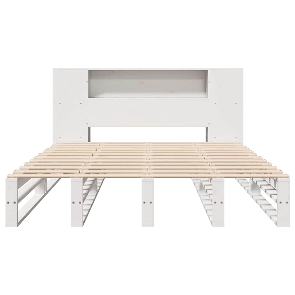 Letto Libreria senza Materasso Bianco 140x200 cm Legno Massello | homemem39