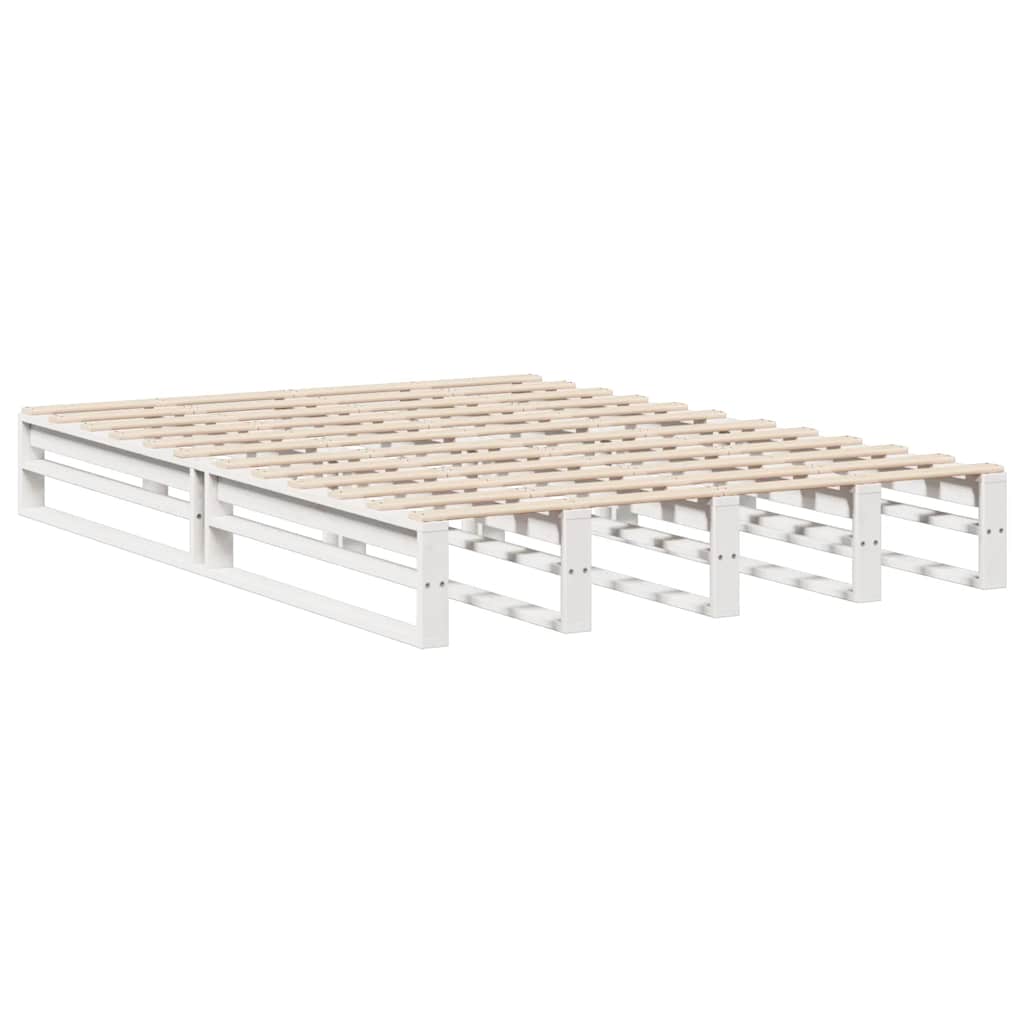 Letto Libreria senza Materasso Bianco 140x200 cm Legno Massello | homemem39