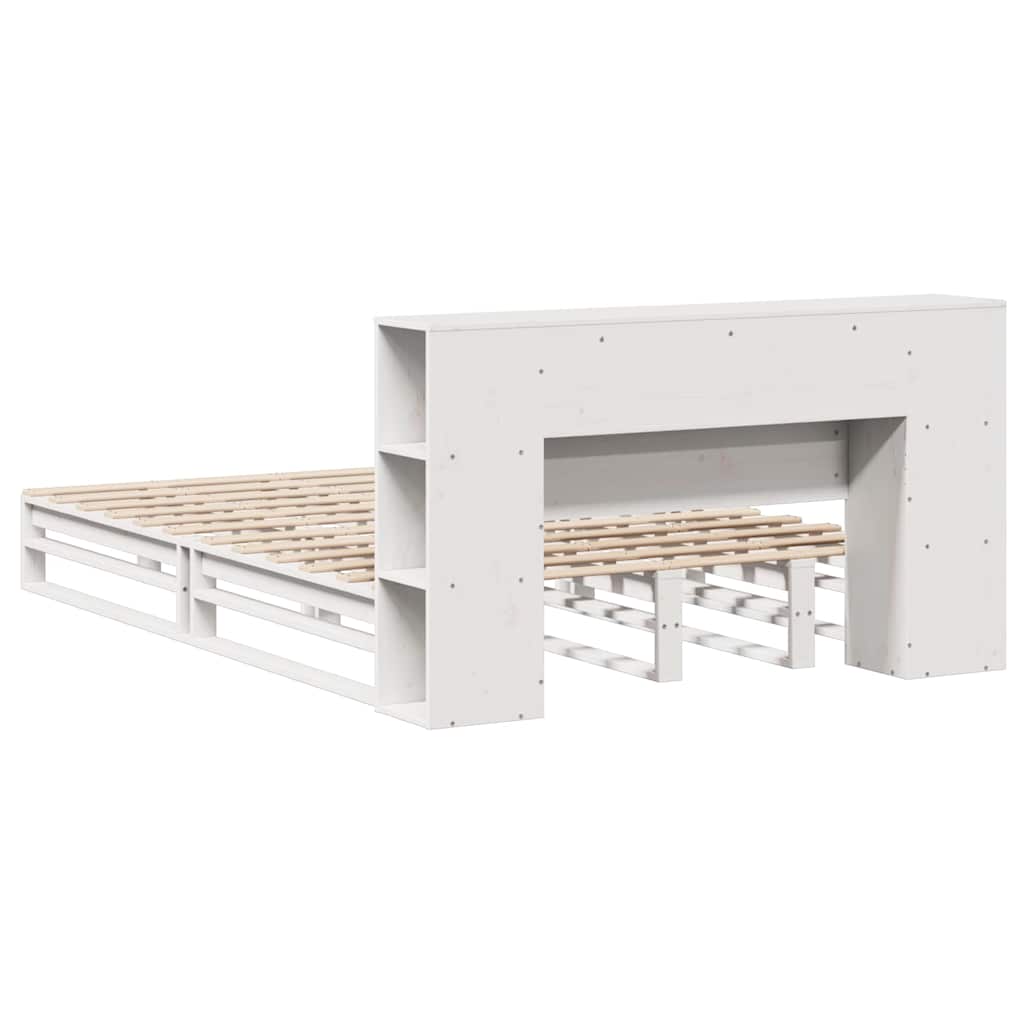 Letto Libreria senza Materasso Bianco 140x200 cm Legno Massello | homemem39