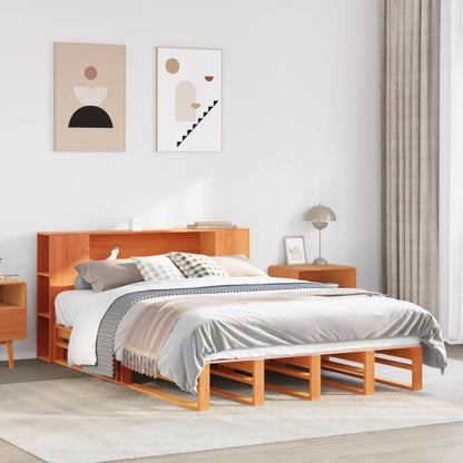 Letto Libreria senza Materasso Marrone Cera 140x200 cm Legno - homemem39