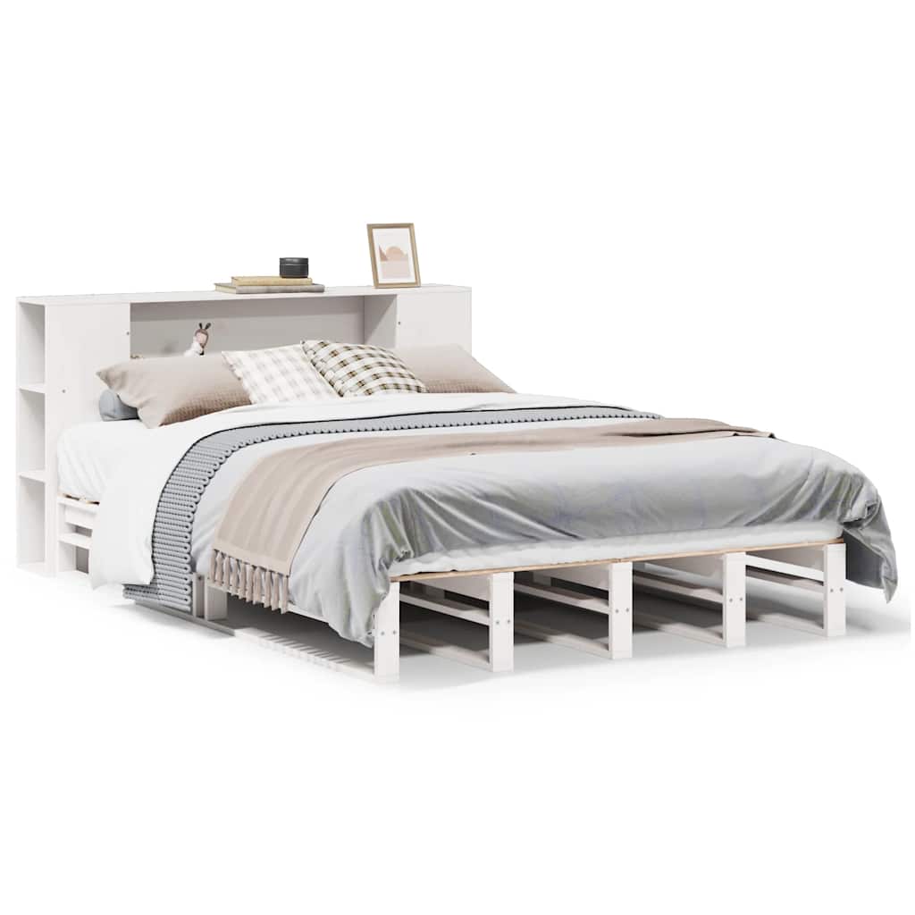 Letto Libreria senza Materasso Bianco 150x200 cm Legno Massello