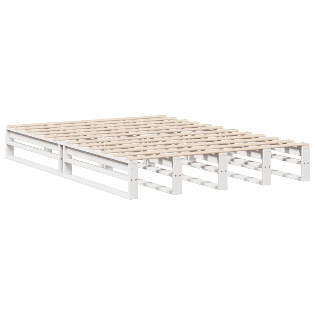 Letto Libreria senza Materasso Bianco 150x200 cm Legno Massello | homemem39