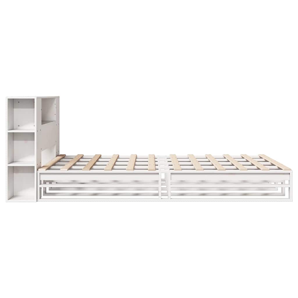 Letto Libreria senza Materasso Bianco 150x200 cm Legno Massello | homemem39