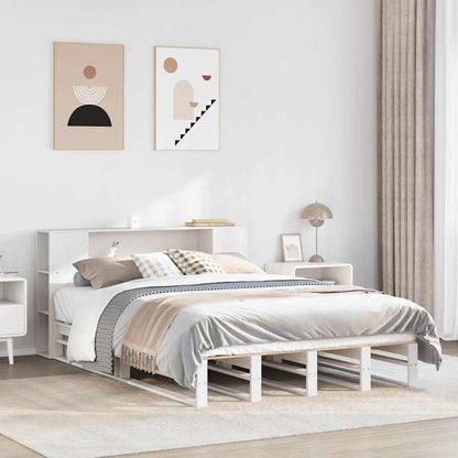 Letto Libreria senza Materasso Bianco 150x200 cm Legno Massello