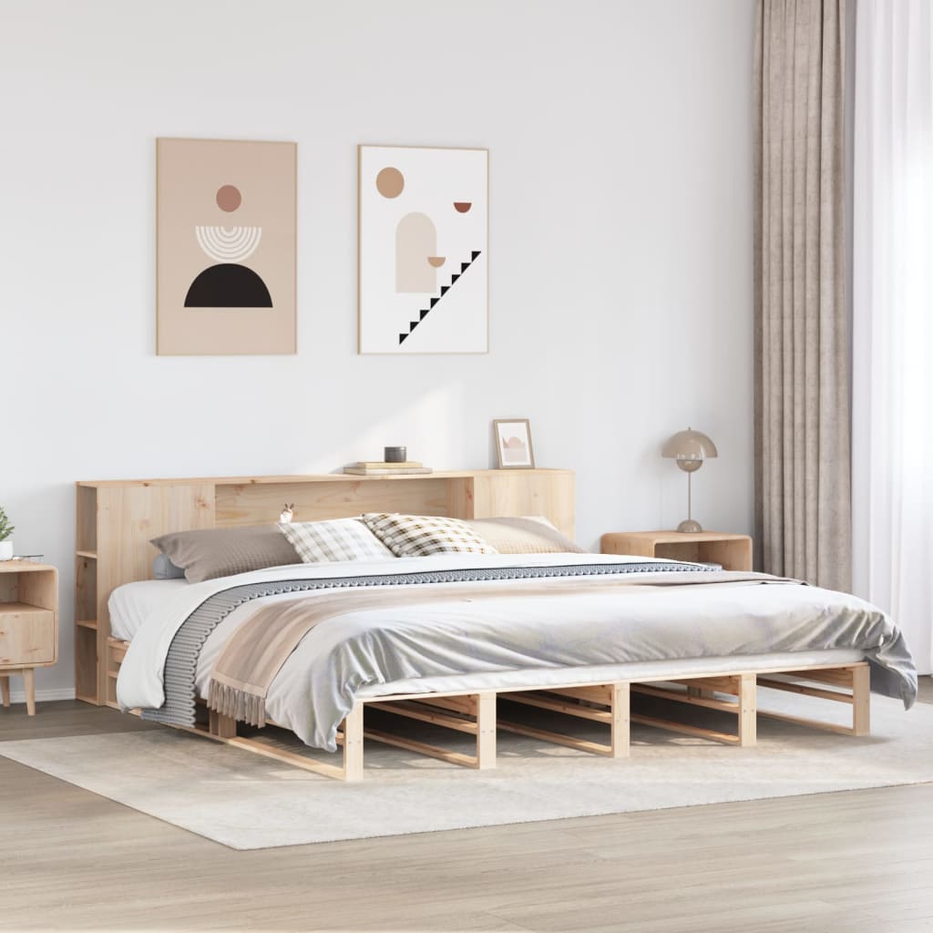 Letto Libreria senza Materasso 180x200 cm Legno Massello - homemem39