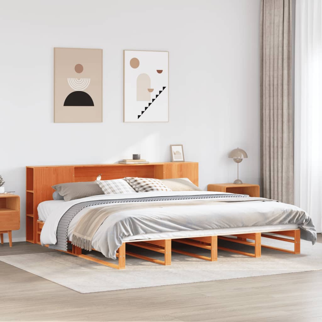 Letto Libreria senza Materasso Marrone Cera 180x200 cm Legno - homemem39