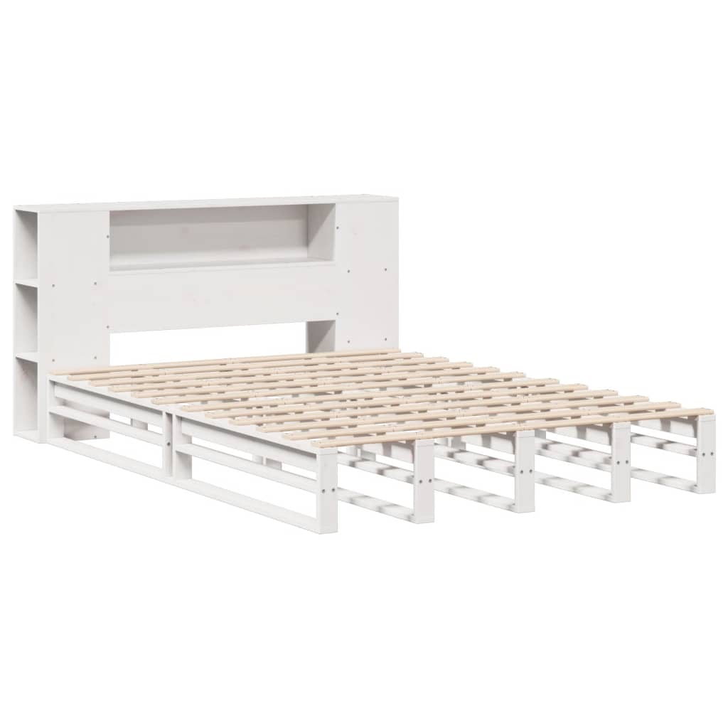 Letto Libreria senza Materasso Bianco 120x190 cm Legno Massello - homemem39