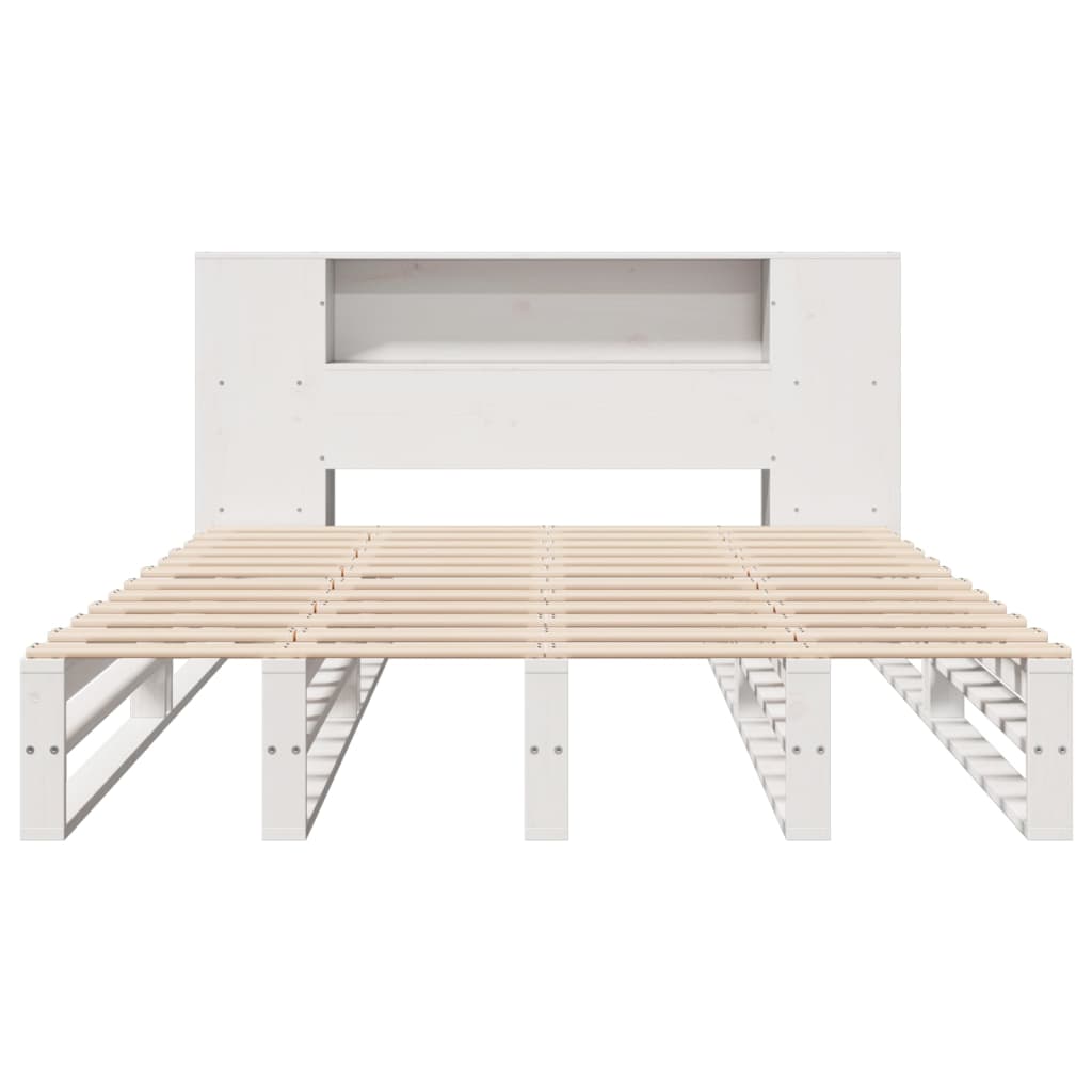 Letto Libreria senza Materasso Bianco 120x190 cm Legno Massello - homemem39