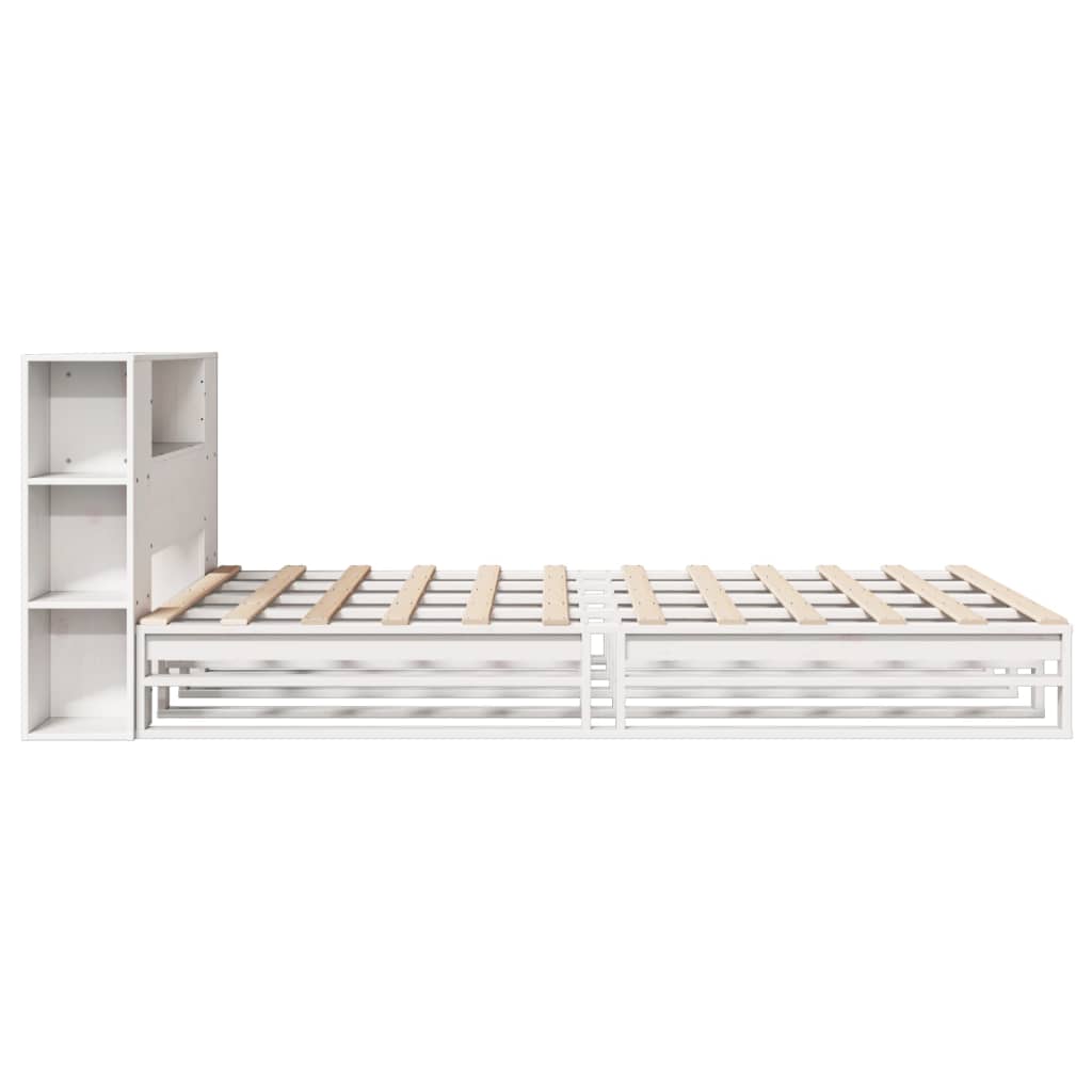Letto Libreria senza Materasso Bianco 120x190 cm Legno Massello - homemem39