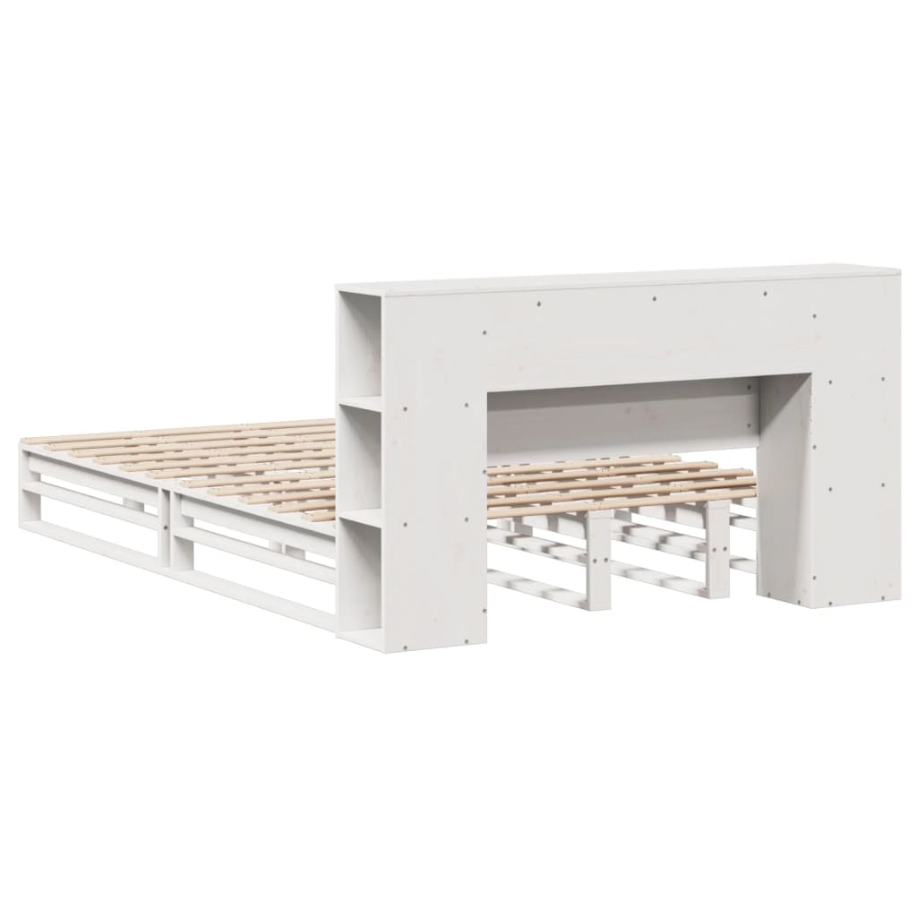 Letto Libreria senza Materasso Bianco 120x190 cm Legno Massello - homemem39