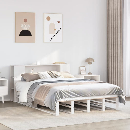 Letto Libreria senza Materasso Bianco 120x190 cm Legno Massello - homemem39