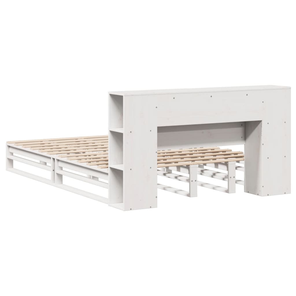 Letto Libreria senza Materasso Bianco 135x190 cm Legno Massello - homemem39