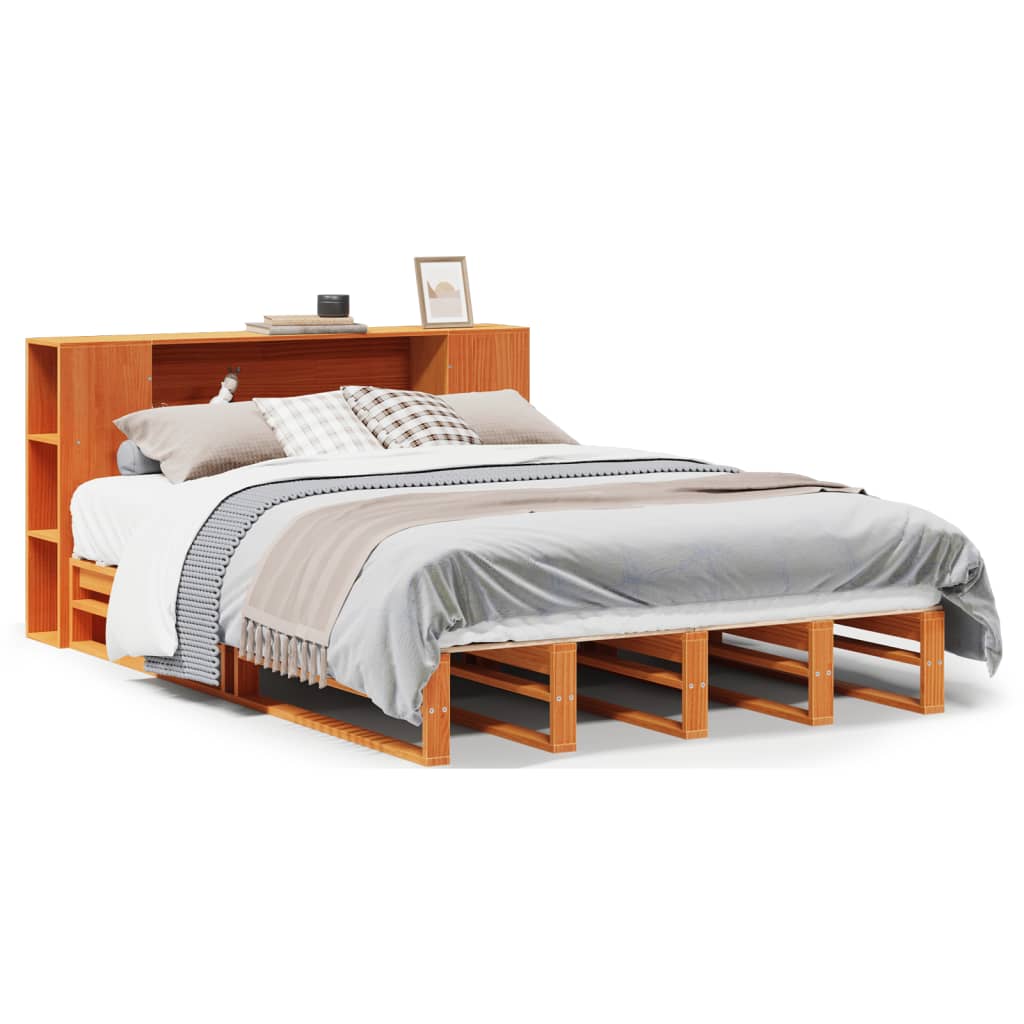 Letto Libreria senza Materasso Marrone Cera 135x190 cm Legno | homemem39