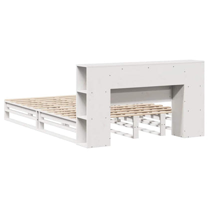 Letto Libreria senza Materasso Bianco 140x190 cm Legno Massello | homemem39