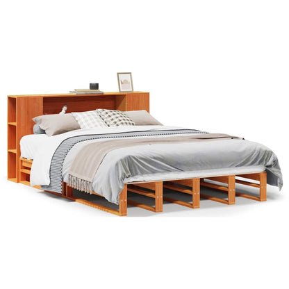Letto Libreria senza Materasso Marrone Cera 140x190 cm Legno | homemem39