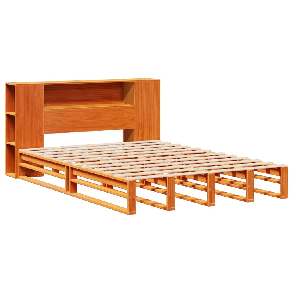 Letto Libreria senza Materasso Marrone Cera 140x190 cm Legno | homemem39