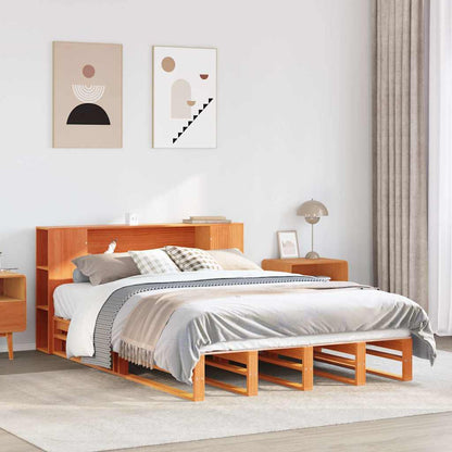 Letto Libreria senza Materasso Marrone Cera 140x190 cm Legno | homemem39