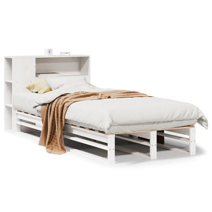 Letto Libreria senza Materasso Bianco 90x200 cm Legno Massello