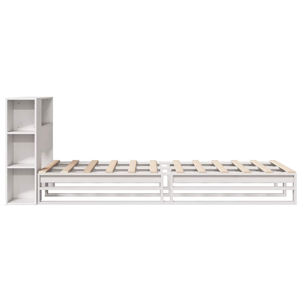 Letto Libreria senza Materasso Bianco 90x200 cm Legno Massello