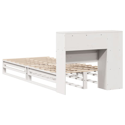 Letto Libreria senza Materasso Bianco 90x200 cm Legno Massello
