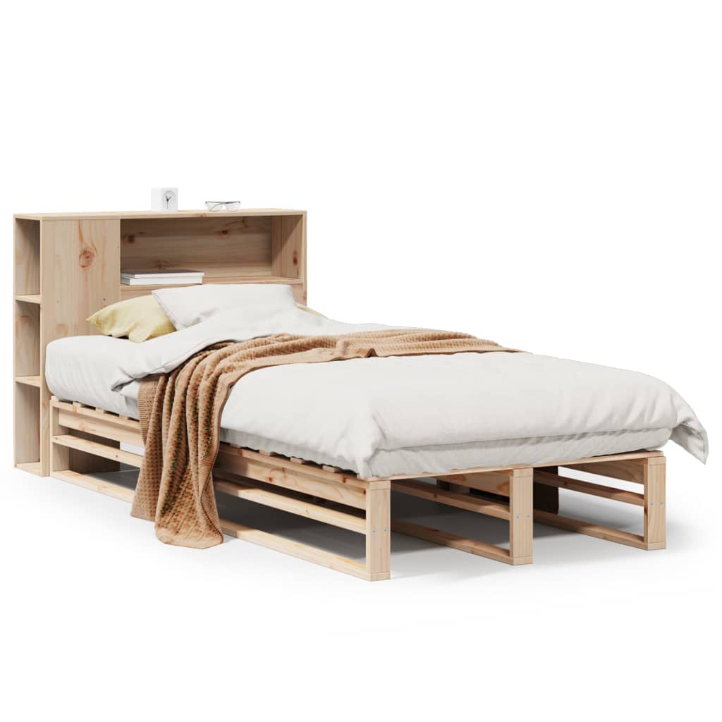 Letto Libreria senza Materasso 100x200 cm in Legno Massello - homemem39